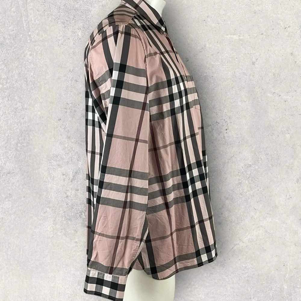 Burberry London Shirt Men’s 3XL Nova Check Pink Plaid Button Up Long Sleeve 1417 - Picture 5 of 12